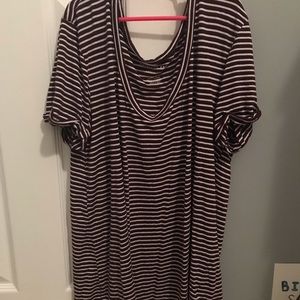 Maroon and White Striped Tee